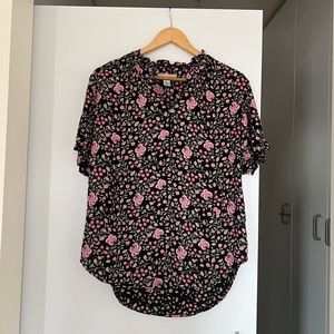 Banjanan Black and Pink Floral Blouse